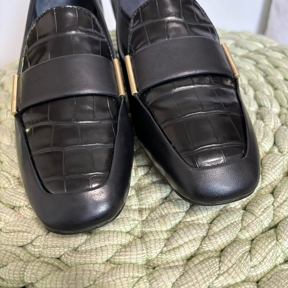 NWOB Rockport Total Motion Esma Black  Leather Square Croc Toe Heel Loafers - Picture 4 of 8